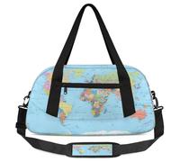 Bolsa de lona con mapa del mundo para niños, niñas, adolescentes, aprendizaje, educación, deportes, gimnasio, viajes, gimnasia, baile, ballet, multicolor