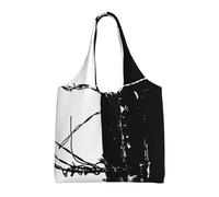Bolsa de lona con púas en blanco y negro: ligera y duradera, ideal para el día a día y reutilizable para la compra.