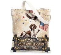 Bolsa de lona con puntero alemán de pelo corto para ir de compras de 13 x 15 pulgadas, bolsa de comestibles reutilizable Eagle American para mujer, patrón de viaje del 4 de julio, decoración de regalo