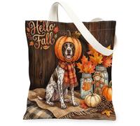 Bolsa de lona con puntero alemán de pelo corto para ir de compras de 13 x 15 pulgadas, bonita bolsa de hombro reutilizable de madera para mujer, decoración de regalo de pintura de perro