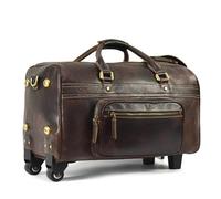 Bolsa De Lona con Ruedas Bolsa de Equipaje Grande Cuero Genuino, Bolsa Lona con Ruedas, Cubierta Carrito, Mano Rollos, for Hombres y Mujeres, vuelos para Viajes, Trabajo Y Ocio(Brown)