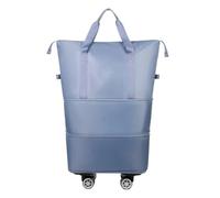 Bolsa De Lona con Ruedas Bolsa Deportiva con Ruedas Impermeable, Bolsa de Equipaje Viaje Plegable Extensible Almacenamiento Gran Capacidad para Viajes, Trabajo Y Ocio(Sky Blue)