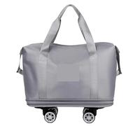 Bolsa De Lona con Ruedas Equipaje Extensible con Rueda Universal, Gran Capacidad, separación de Ropa Seca y húmeda, Bolsa Viaje for Fitness, Equipaje Ligero para Viajes, Trabajo Y Ocio(Gray)