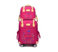 Bolsa De Lona con Ruedas Moda Mujer Bolso con Ruedas Conjunto de Bolsas Equipaje Maleta Impermeable Viaje Bolsa para Viajes, Trabajo Y Ocio(Rose Red)