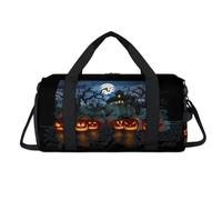 Bolsa de lona con temática de Halloween para deportes nocturnos con compartimento para zapatos, bolsas de fin de semana, viajes, gimnasio, organizador de equipaje para mujeres, hombres, niños y niñas