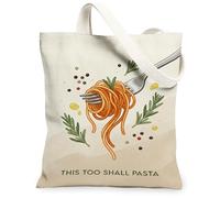 Bolsa de lona con tenedor para mujer, comida casual, espaguetis, hierbas, ninguno, beige, lavable, reutilizable, bolsa de compras, ideas para exteriores, Beige, 13x15 Inch