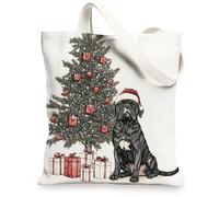 Bolsa de lona Corso de Navidad para compras, 13 x 15 pulgadas, regalo de árbol de Navidad, bolsa de comestibles reutilizable para mujeres, mascotas, trabajo, viajes, decoración de regalo