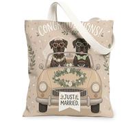 Bolsa de lona Corso para bodas, 13 x 15 pulgadas, diseño de perro de boda, reutilizable, bolsa de hombro para mujeres, pintura recién casada, decoración de regalo