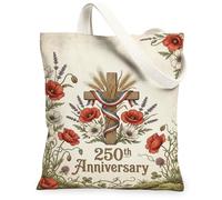 Bolsa de lona cruzada para mujer, vintage, floral, amapola, trigo, aniversario, rojo, lavable, reutilizable, ideas para viajes, trabajo, compras, librería, 13 x 15 pulgadas