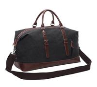 Bolsa de lona de 40 a 50 L, bolsa de viaje de gran capacidad, bolsa de lona multifuncional para hombro, mano y cruzada, bolsa de fin de semana para hombres y mujeres, Black, Bolsa de viaje