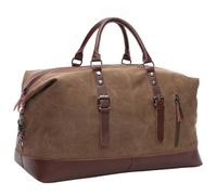 Bolsa de lona de 40 a 50 L, bolsa de viaje de gran capacidad, bolsa de lona multifuncional para hombro, mano y cruzada, bolsa de fin de semana para hombres y mujeres, café, Bolsa de viaje