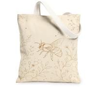 Bolsa de lona de abeja, inspirada en la naturaleza, minimalista, floral, panal, primavera, beige, bolsa de compras de 13 x 15 pulgadas, Beige, 13x15 Inch