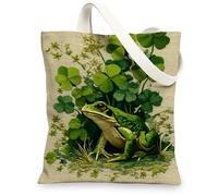 Bolsa de lona de anfibio, ecológica, reutilizable, rústica, ligera, con correa para el hombro, 33 x 38 cm