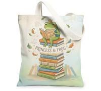 Bolsa de lona de anfibios para mujer, libros divertidos y divertidos, color verde real, lavable, reutilizable, bolsas pequeñas ideas para, Verde, 13x15 Inch