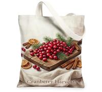Bolsa de lona de arándanos, rústica, de granja, canela, naranjas, otoño, rojo, para uso diario, 13 x 15 pulgadas, Rojo, 13x15 Inch
