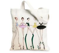 Bolsa de lona de ballet para mujer, tutú de bailarina artística a la moda, lavable y reutilizable, color pastel, ideas para viajes de compras, oficina, biblioteca, casual, 33 x 38 cm