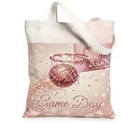 Bolsa de lona de baloncesto para mujer, deportiva con diseño de estrellas femeninas, ideal para el día del juego, lavable, reutilizable, ideal para la fama, Melocotón, 13x15 Inch