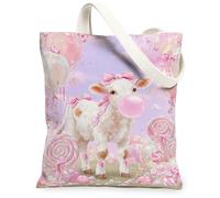 Bolsa de lona de becerro para mujer, juguetona y fantástica, bolas de aire, burbujas, primavera, melocotón, lavable, reutilizable, estética, ideas para familiares, amigos, colegas, lectura, amor, 13 x