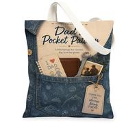 Bolsa de lona de bolsillo para mujer, casual, rústico, con corazón, para el día del padre, azul, lavable, reutilizable, bolsas de comestibles, ideas para familiares, amigos, colegas, lectura, amores