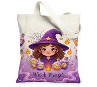 Bolsa de lona de bruja, diseño de poción lúdica, llama de Halloween, color violeta, bolsa estética, 13 x 15 pulgadas, Púrpura, 13x15 Inch