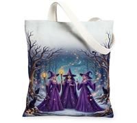 Bolsa de lona de bruja, fantasía, bosque, luna, Halloween, violeta, pequeña, 33 x 38 cm, Púrpura, 13x15 Inch