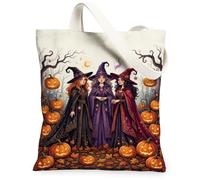 Bolsa de lona de brujas, diseño de calabazas festivas, hojas de Halloween, color naranja, bolsas pequeñas de 13 x 15 pulgadas, Naranja, 13x15 Inch