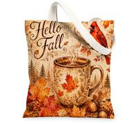 Bolsa de lona de café para mujer, diseño rústico de hojas de arce cardenal, color naranja, lavable, reutilizable, pequeña bolsa de mano ideas para Ou, Naranja, 13x15 Inch