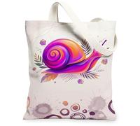 Bolsa de lona de caracol para mujer, diseño de hojas modernas, formas geométricas, color violeta de verano, lavable, reutilizable, con gráfico I, Violeta, 13x15 Inch