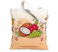 Bolsa de lona de coco para mujer, diseño tropical vibrante de fruta del dragón, color verde, lavable, reutilizable, ideal para compras, viajes, oficina, biblioteca, casual, 33 x 38 cm