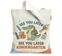 Bolsa de lona de cocodrilo para mujer, tijeras de dibujos animados juguetones, sin verde, lavable, reutilizable, ideas para el mercado al aire última intervensión, viajes laborales, lectura, 13 x 15