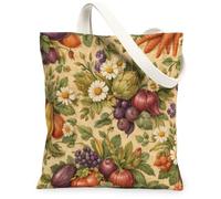 Bolsa de lona de crisantemo para mujer, vintage, rústica, frutas, verduras, cosecha, verde, lavable, reutilizable, bolsas de compras Ide, Verde, 13x15 Inch