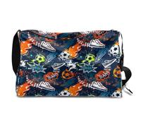 Bolsa de lona de cuero abstracto para hombre, mujer, niños, niñas, balón de fútbol, fin de semana, deportes, gimnasio, bolsa de viaje, bolso cruzado de un solo hombro, color, 18.5L, Organizador de