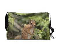 Bolsa de lona de cuero con diseño de animales de ardilla para hombre, mujer, niños y niñas, fin de semana de ardilla durante la noche, deportes, gimnasio, bolsa de viaje, bolso cruzado de un solo