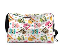 Bolsa de lona de cuero con diseño de búho lindo para hombre, mujer, niños y niñas, búho colorido, fin de semana, durante la noche, deportes, gimnasio, bolsa de viaje, bolso cruzado de un solo hombro,