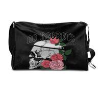 Bolsa de lona de cuero con diseño de calavera de rosas para hombre, mujer, niños y niñas, para fin de semana, deportes, gimnasio, bolsa de viaje, bolso cruzado de un solo hombro, color, 18.5L,