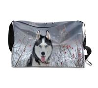 Bolsa de lona de cuero con diseño de perros husky siberianos para hombre, mujer, niños y niñas, fin de semana para la noche, deportes, gimnasio, bolsa de viaje, bolso cruzado de un solo hombro, color,