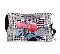 Bolsa de lona de cuero con estampado de cuadros rosas para hombre, mujer, niños y niñas, fin de semana de rosa roja, bolsa de gimnasio, bolsa de viaje, bolso cruzado de un solo hombro, color, 18.5L,