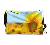 Bolsa de lona de cuero con girasoles de verano para hombre, mujer, niños y niñas, girasoles florales, fin de semana durante la noche, deportes, gimnasio, bolsa de viaje, bolso cruzado de un solo