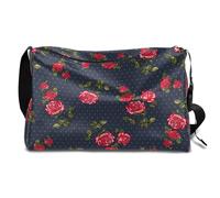 Bolsa de lona de cuero con lunares de rosas para hombre, mujer, niños y niñas, fin de semana rosa, bolsa de gimnasio, bolsa de viaje, bolso cruzado de un solo hombro, color, 18.5L, Organizador de