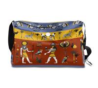 Bolsa de lona de cuero con patrón egipcio antiguo para hombre, mujer, niños y niñas, fin de semana egipcio, bolsa de gimnasio, bolsa de viaje, bolso cruzado de un solo hombro, color, 18.5L,