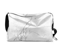 Bolsa de lona de cuero de mármol blanco con textura para hombre, mujer, niños y niñas, fin de semana de mármol, bolsa de gimnasio, bolsa de viaje, bolso cruzado de un solo hombro, color, 18.5L,