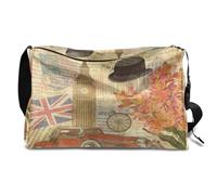 Bolsa de lona de cuero vintage de Londres para hombre, mujer, niños y niñas, fin de semana de Londres del Reino Unido, Londres, bolsa de gimnasio, bolsa de viaje, bolso cruzado de un solo hombro,