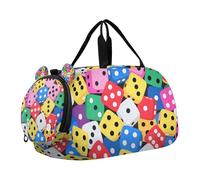 Bolsa de lona de dados de dibujos animados coloridos con compartimento para zapatos, bolsa deportiva ligera para viajes, playa, natación, piscina, deportes