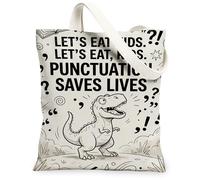 Bolsa de lona de dinosaurio para mujer, diseño de dibujos animados juguetones, remolino, ninguno, negro, lavable, reutilizable, ideas para viajes al aire libre, día de trabajo, lectura, 13 x 15