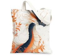 Bolsa de lona de dragones otoñales para ir de compras, 13 x 15 pulgadas, bolsa de comestibles reutilizable con diseño de hojas de arce otoñales abstractas para mujeres, patrón de viaje de animales