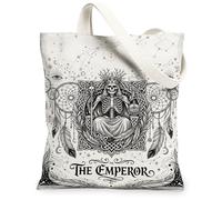 Bolsa de lona de esqueleto para mujer, gótica mística real, atrapasueños, Halloween, lavable, reutilizable, ideas para viajes, trabajo, compras, librería, 13 x 15 pulgadas