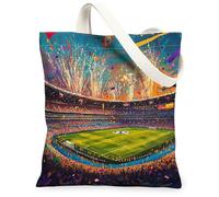 Bolsa de lona de estadio para mujer, celebración, deportes, fuegos artificiales, confeti, celebración, naranja, lavable, reutilizable, bolsa de mercado, Naranja, 13x15 Inch
