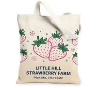 Bolsa de lona de fresa para mujer, diseño de gotas de flores juguetonas de verano, melocotón, lavable, reutilizable, pequeña bolsa de mano ideas para, Melocotón, 13x15 Inch