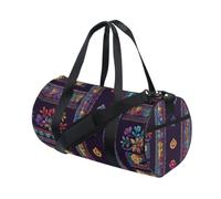 Bolsa de lona de gimnasio para hombres y mujeres, marcos florales bohemios | Bolsa de viaje ligera de poliéster para gimnasio