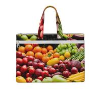 Bolsa de lona de gran capacidad con estampado de frutas y verduras para mujeres y hombres, documentos, oficina, viajes, compras